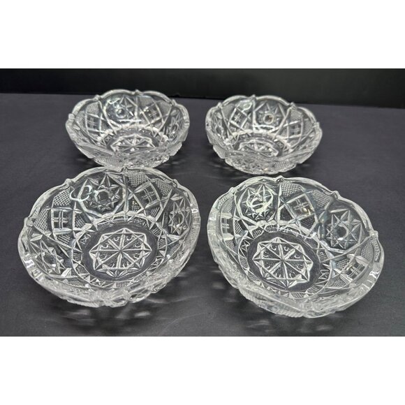Vintage Fostoria Shelton Star Bowls Crystal Cut Clear Glass 4.5" DIA Set of 4 - Picture 1 of 7